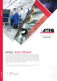 ATEQ Electronic brochure with workshop photos, components, and company logo