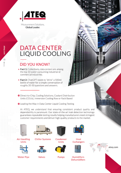 ATEQ brochure on data center liquid cooling with illustrations and text