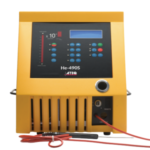 Appareil de test ATEQ He-490S jaune avec écran de contrôle et câbles rouges